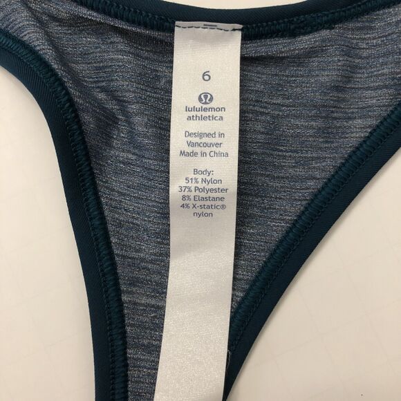 Lululemon Women Run The Day Tank Heathered Nile Blue Teal Loose Cut Out Top 6 - Picture 7 of 10